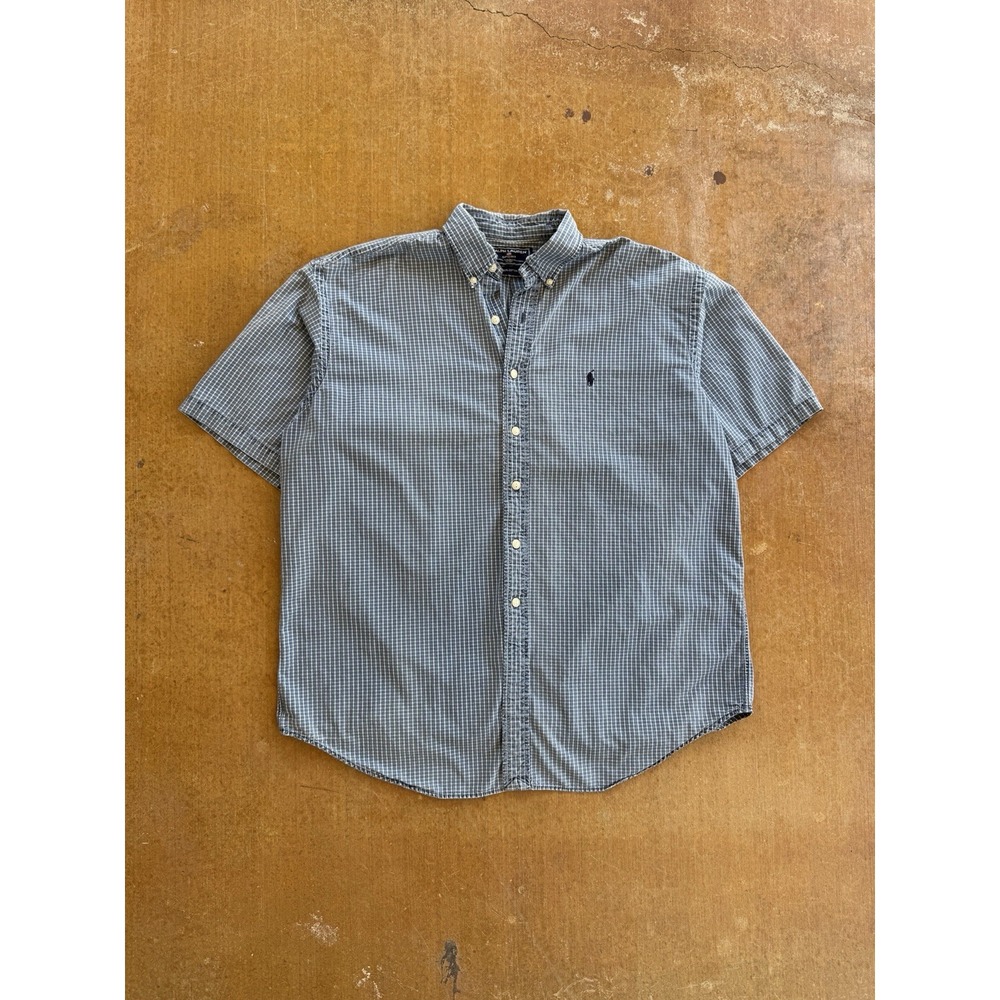 VTG 90s Polo Sport Plaid Checkered Cotton Skater Surfer Button Down Shirt XL